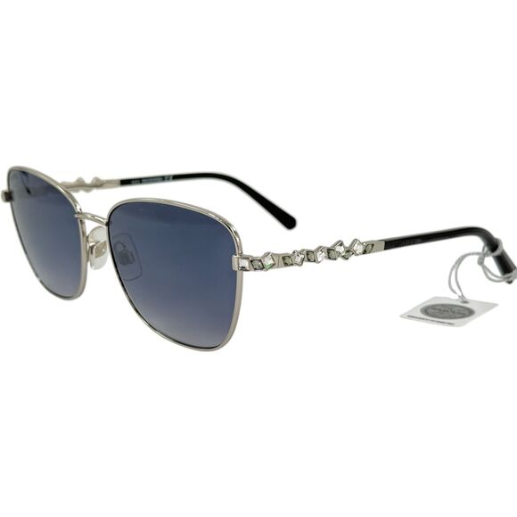 Swarovski SK0284 Womens Metal Sunglass 16C Shiny Palladium 57-16 Gray w Mirror - Picture 1 of 5